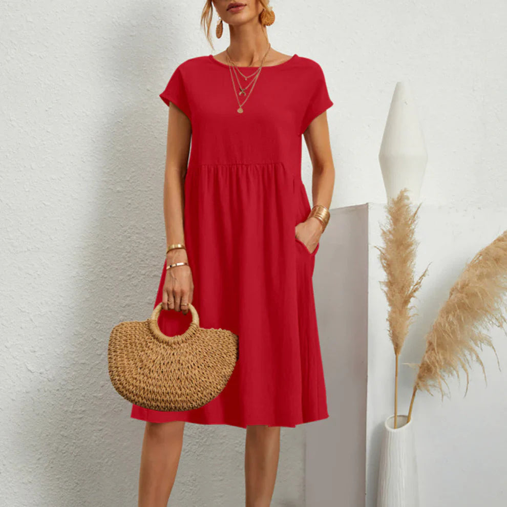 Lizel – Short-sleeved Cotton-Blend Midi Dress