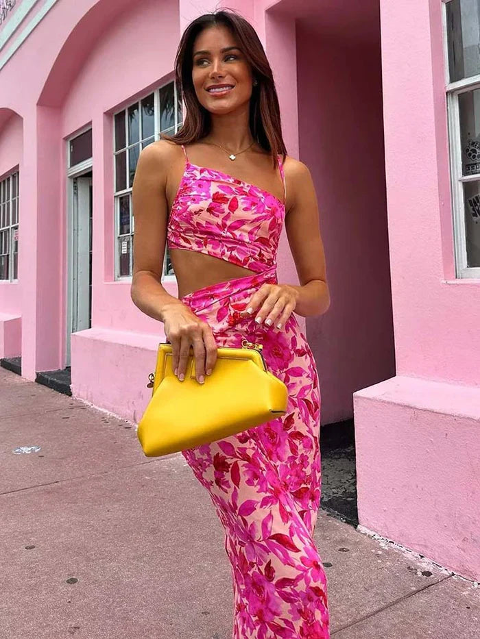 Maelina – Women’s Tropical Cutout Maxi Dress