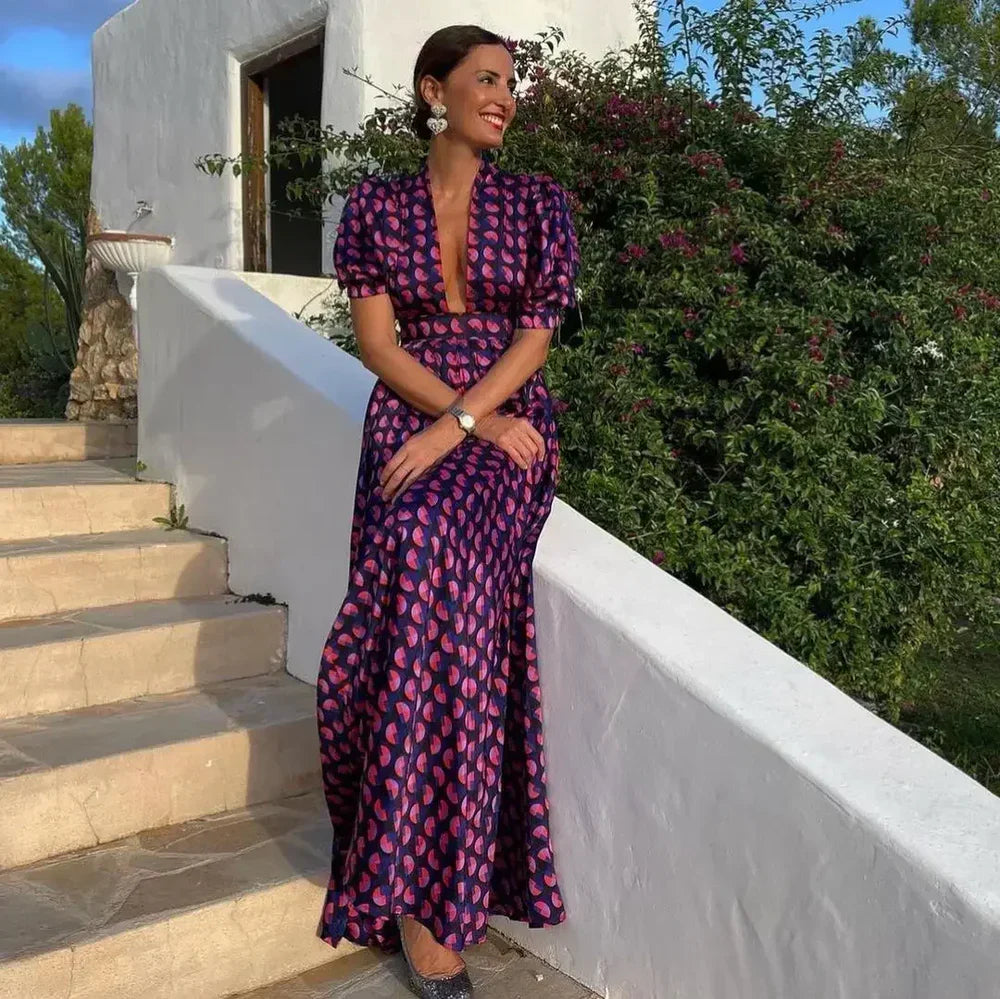 Vilora – Elegant Puff Sleeves Maxi Dress