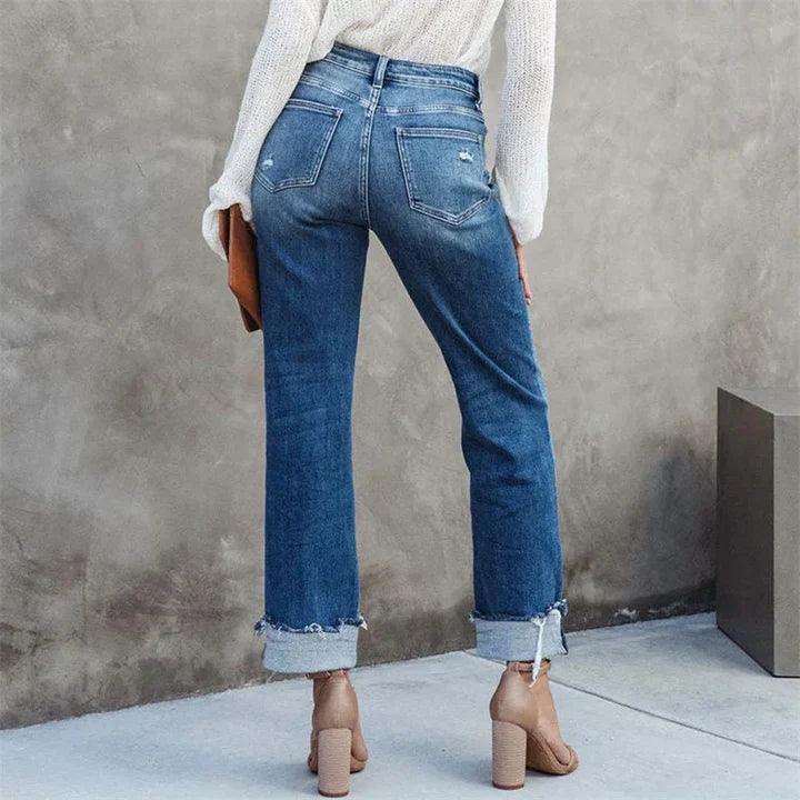 Jescha – High Waist Jeans with Rolled Hem