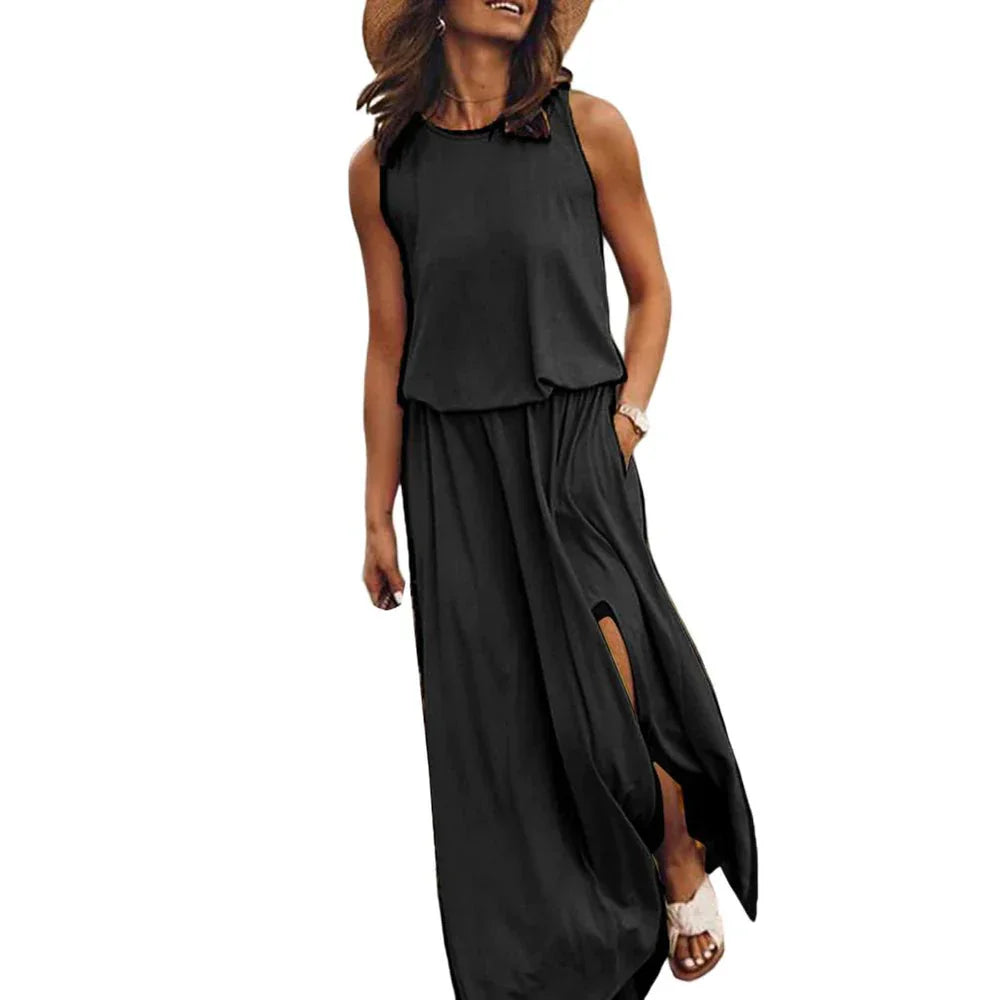 Irmgard – Sleeveless Maxi Tank Dress with Side Slit