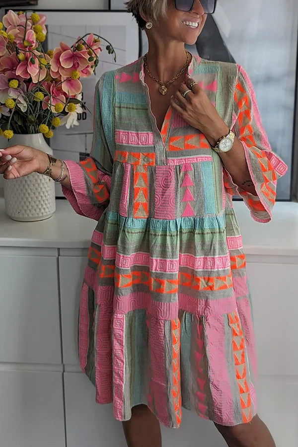 Sadie – Vibrant Boho Patchwork Mini Dress