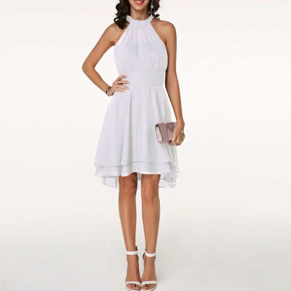 Zaleia – Elegant High Neck Chiffon Dress