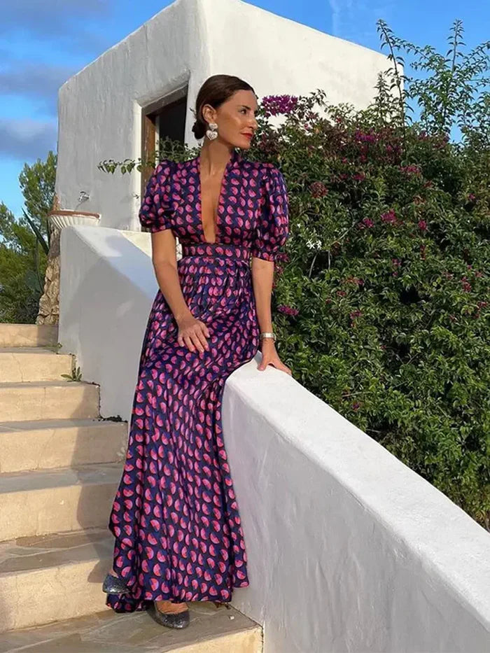 Vilora – Elegant Puff Sleeves Maxi Dress