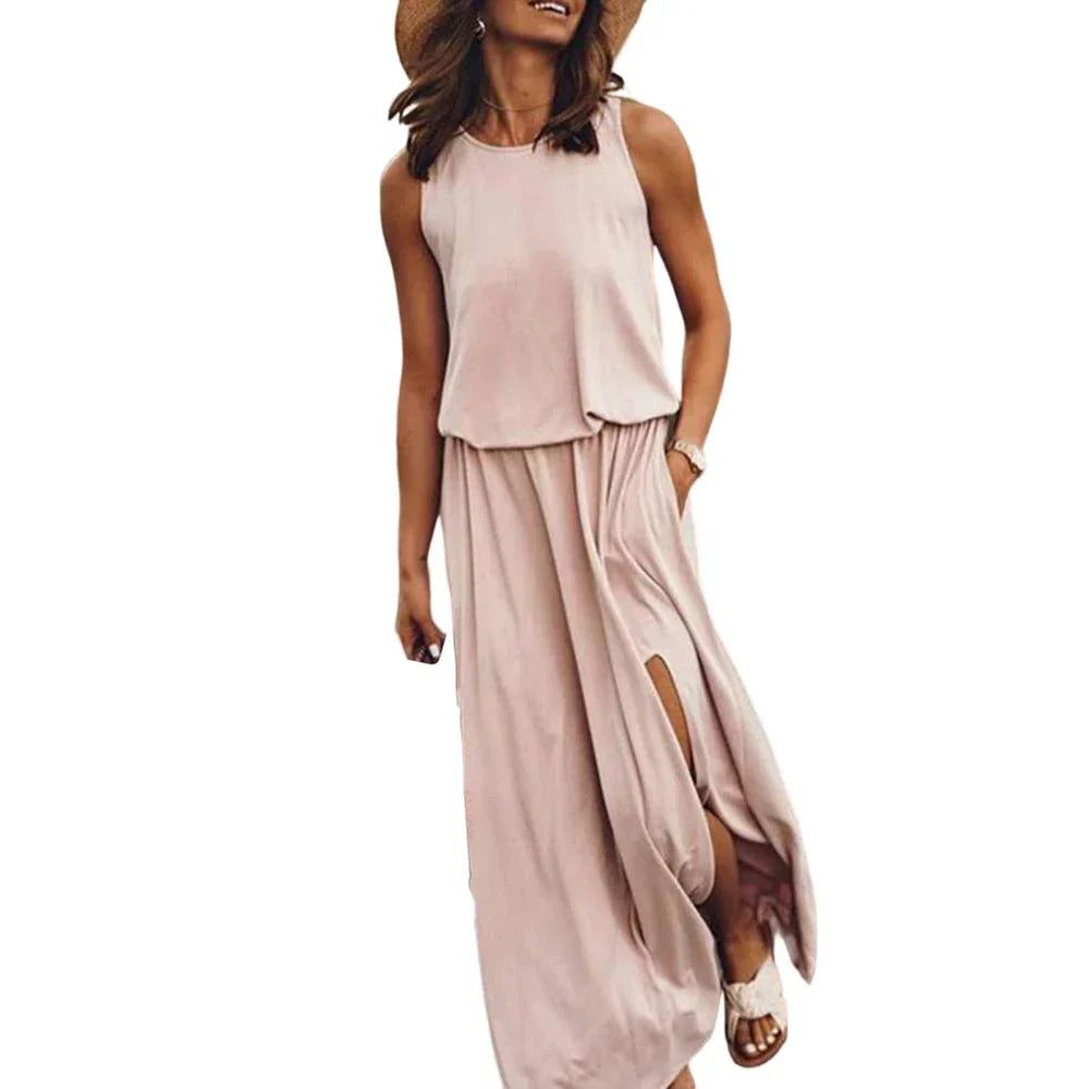 Irmgard – Sleeveless Maxi Tank Dress with Side Slit