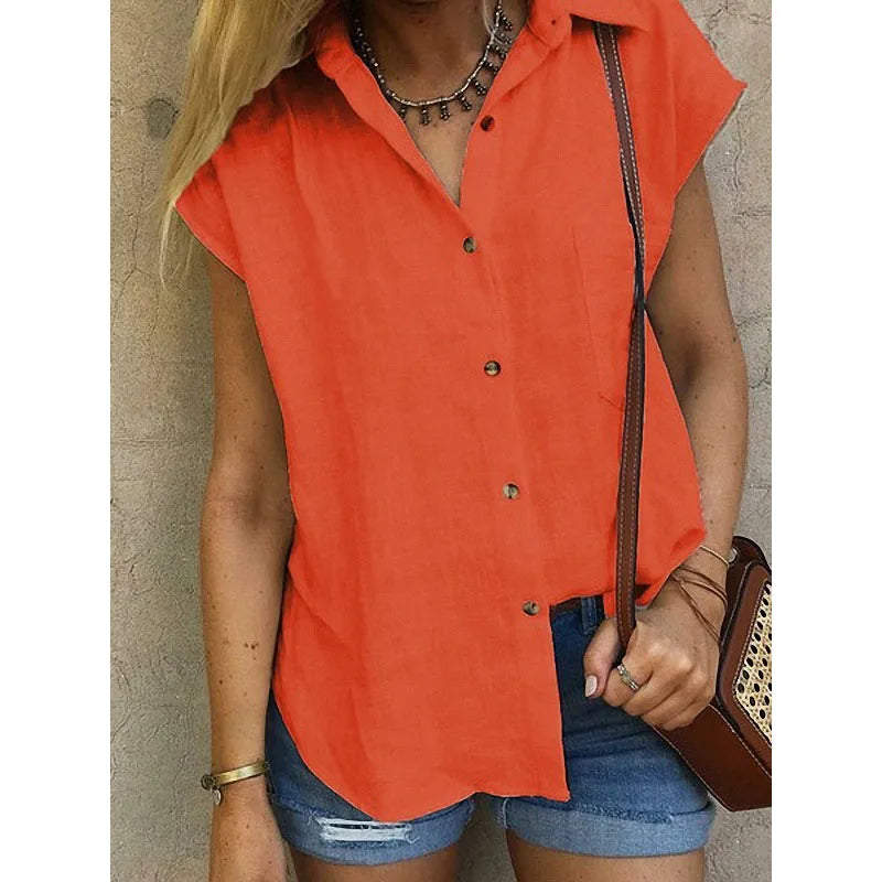 Carita – Cotton-linen Button Down Blouse