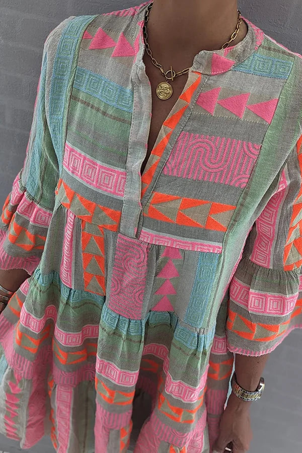 Sadie – Vibrant Boho Patchwork Mini Dress