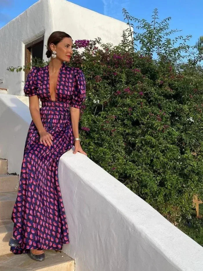 Vilora – Elegant Puff Sleeves Maxi Dress