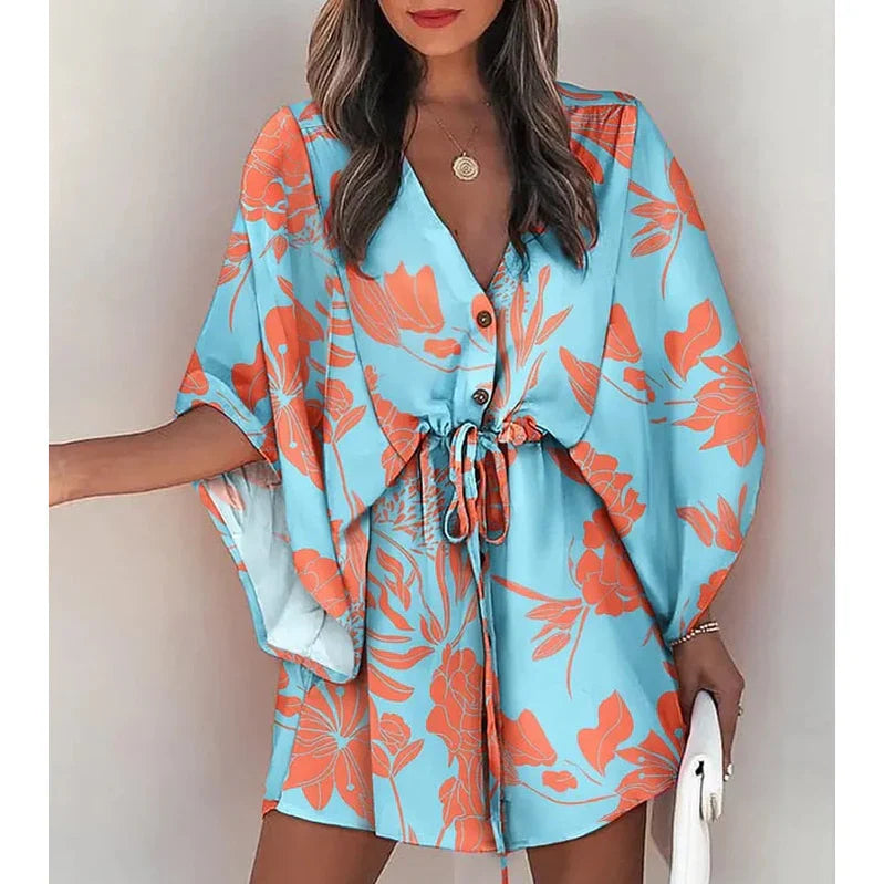 Nylaith – Stylish V-neck Batwing Sleeve Dress