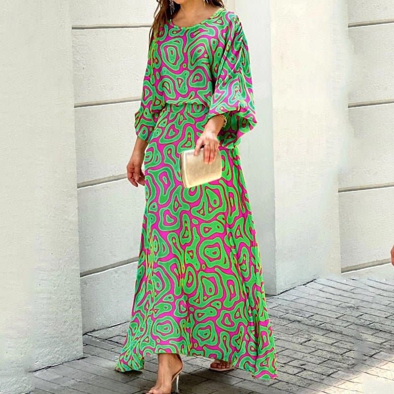 Rosmielle – Stylish Abstract Print Maxi Dress