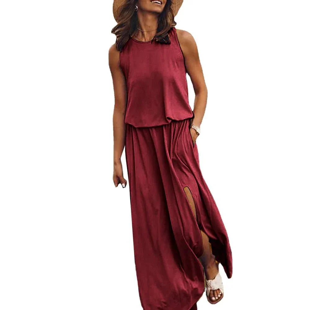 Irmgard – Sleeveless Maxi Tank Dress with Side Slit