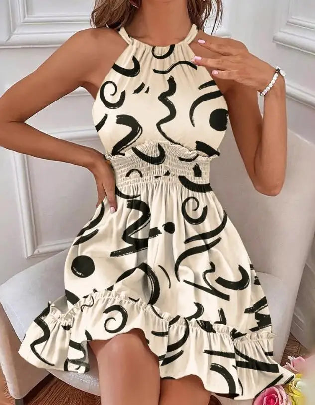 Francine - Sleeveless Halter Mini Dress