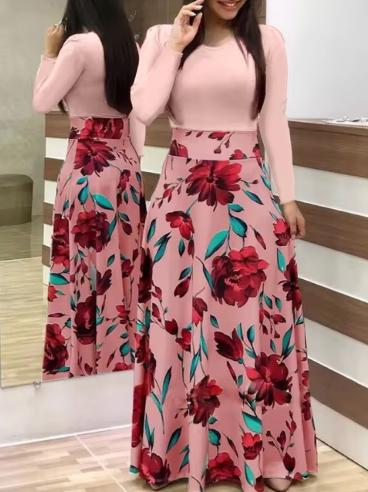 Cindy – Long Sleeve Floral Dress