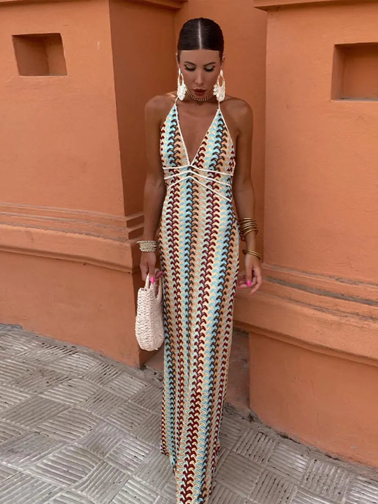 Myrren – Stunning Boho-chic Halterneck Maxi Dress