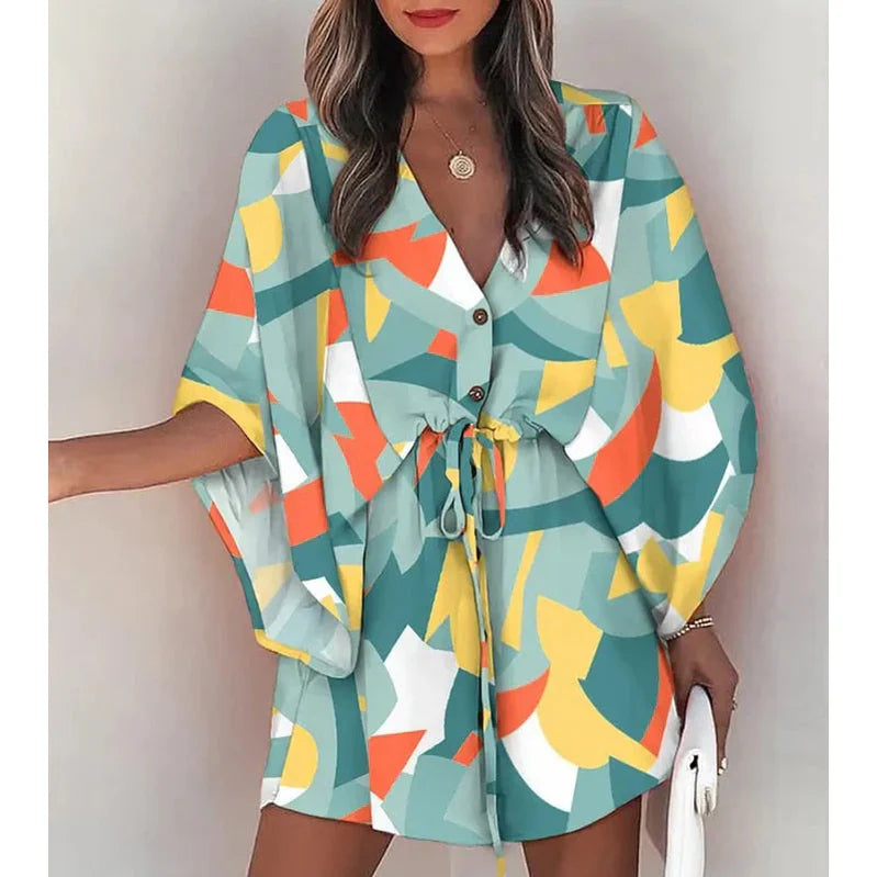 Nylaith – Stylish V-neck Batwing Sleeve Dress