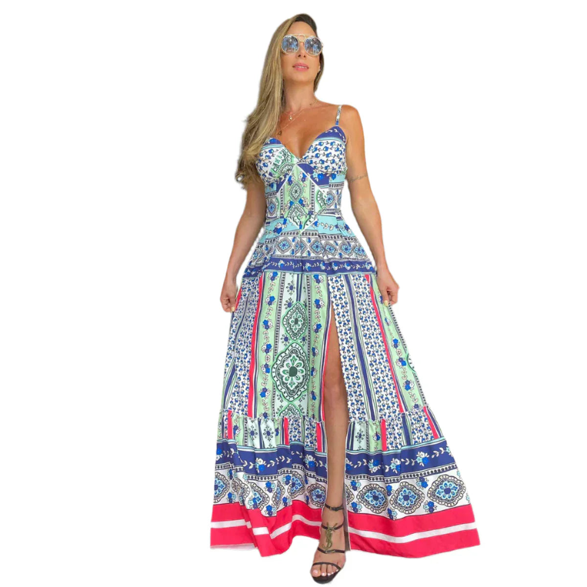 Rionette – Printed Summer Spaghetti Straps Maxi Dress