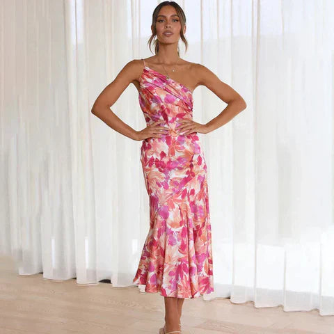 Felisha – Stunning One-shoulder Floral Dress