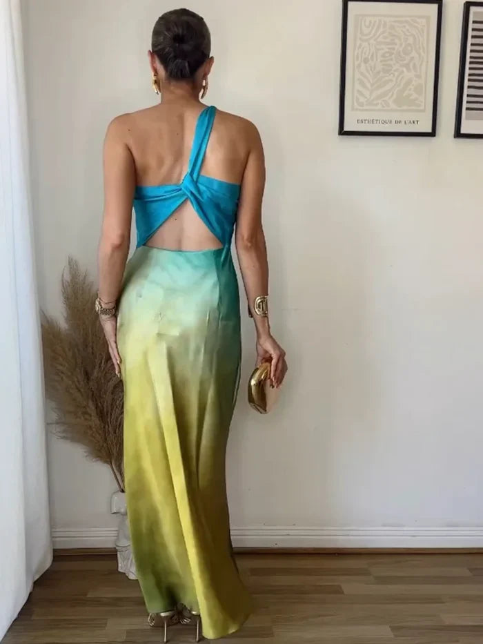 Dyella – Stunning One-shoulder Ombre Maxi Dress