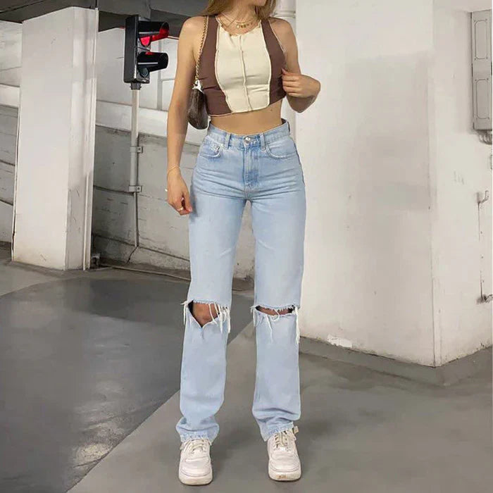 Ellina – Light Wash High-waist Jeans