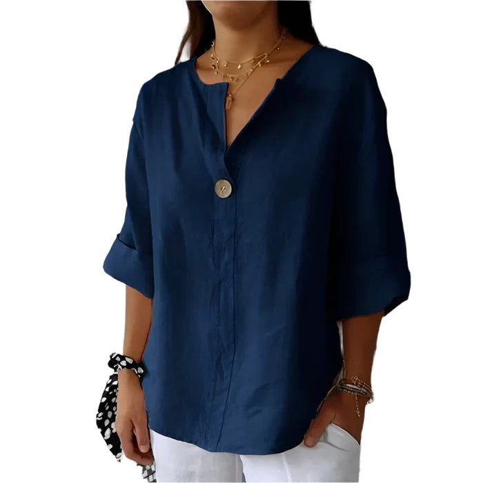 Kaemiya – Minimalist Linen-blend Button-down Blouse