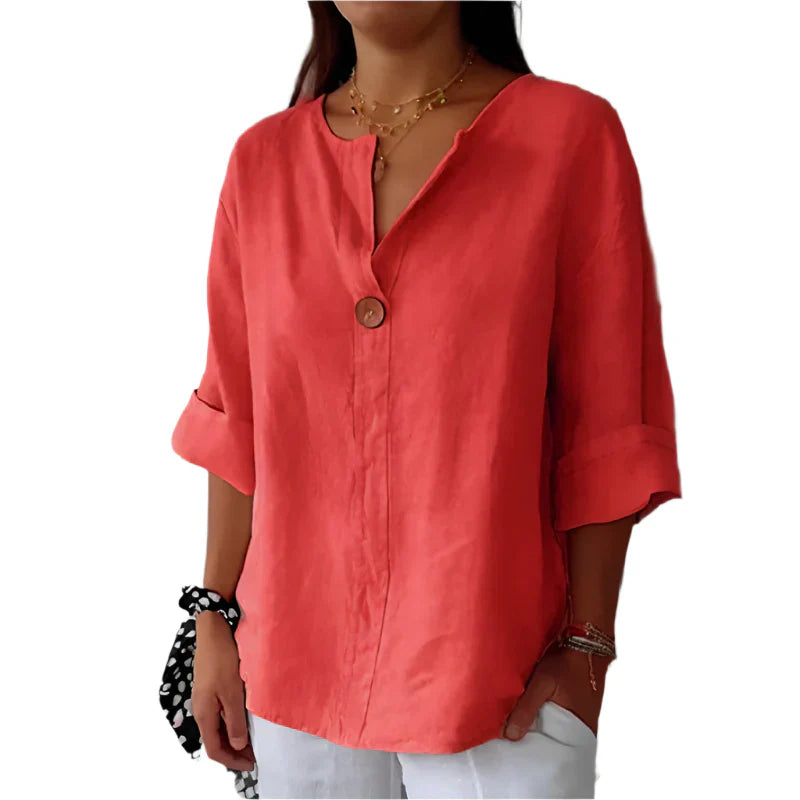 Kaemiya – Minimalist Linen-blend Button-down Blouse