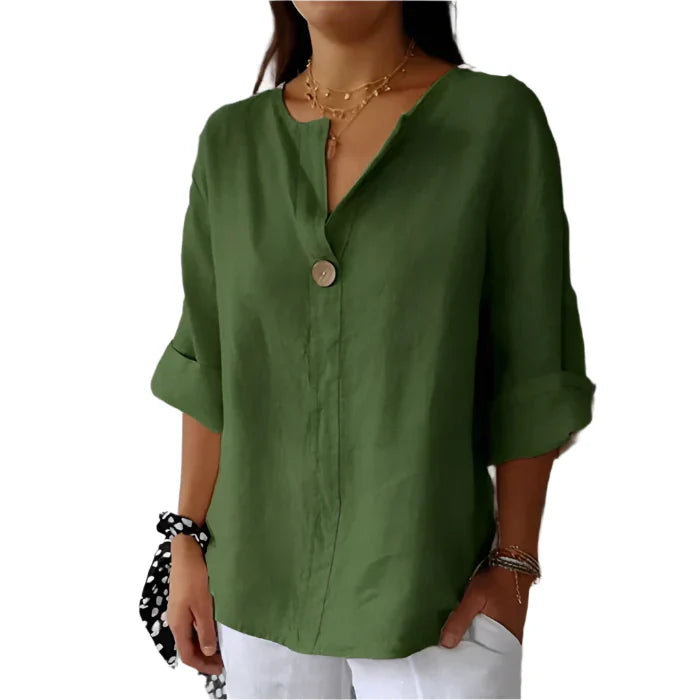 Kaemiya – Minimalist Linen-blend Button-down Blouse