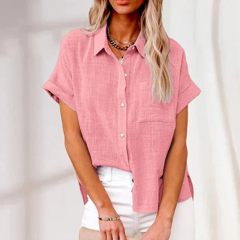 Koleen – Cotton-linen Button-down Blouse