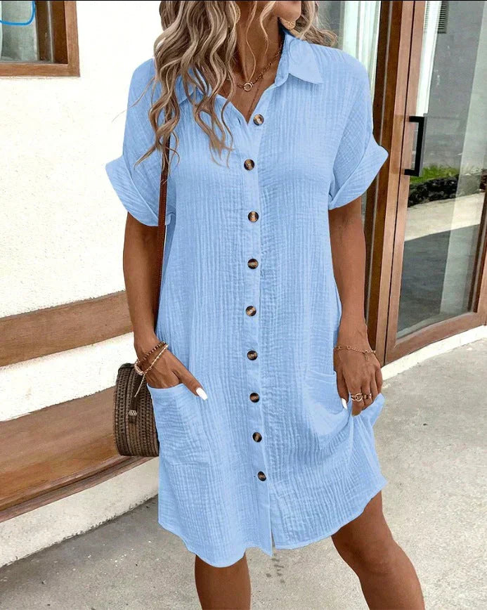 Doriah – Structured Cotton Button-down Shirt Dress