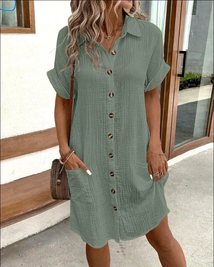 Doriah – Structured Cotton Button-down Shirt Dress