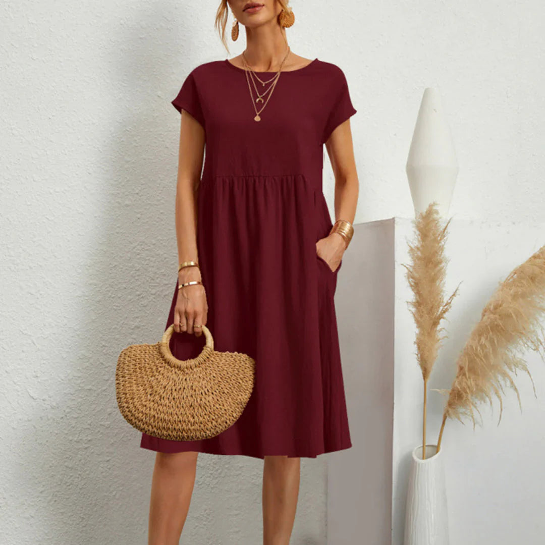 Abitha – Casual Cotton Dress with A-line Pocket