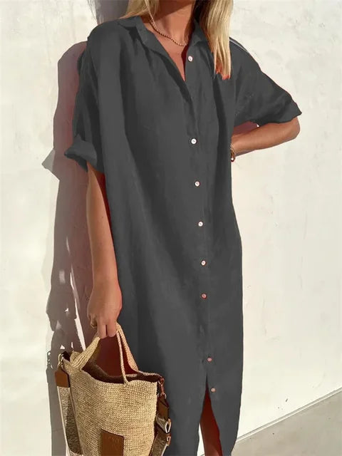 Thessaly – Cotton Linen Shirt Dress