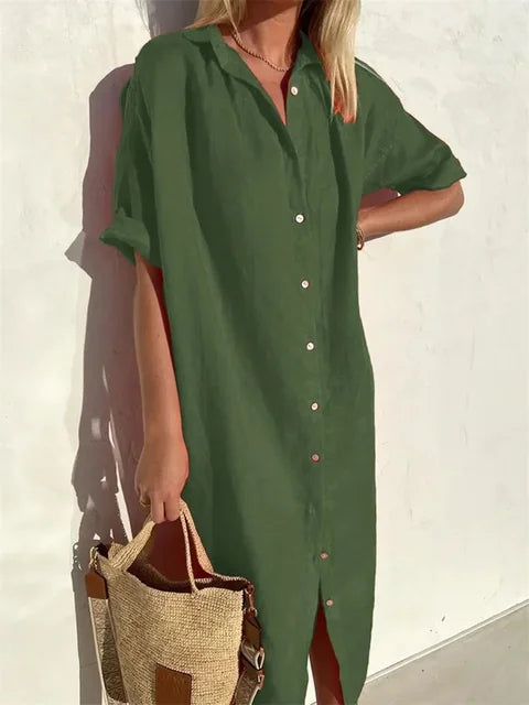 Thessaly – Cotton Linen Shirt Dress