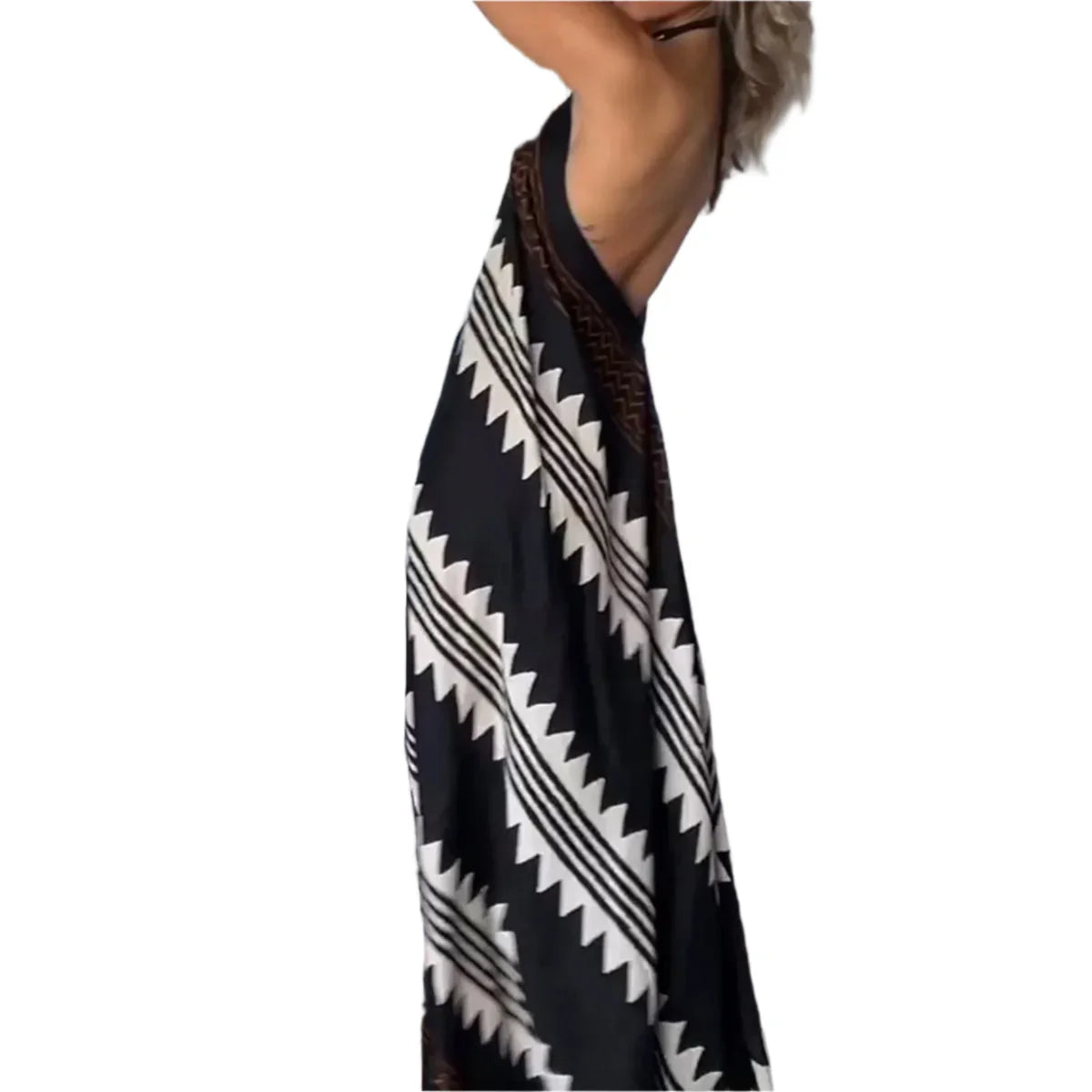 Zelmine – Boho Geometric Halter Neck Maxi Dress