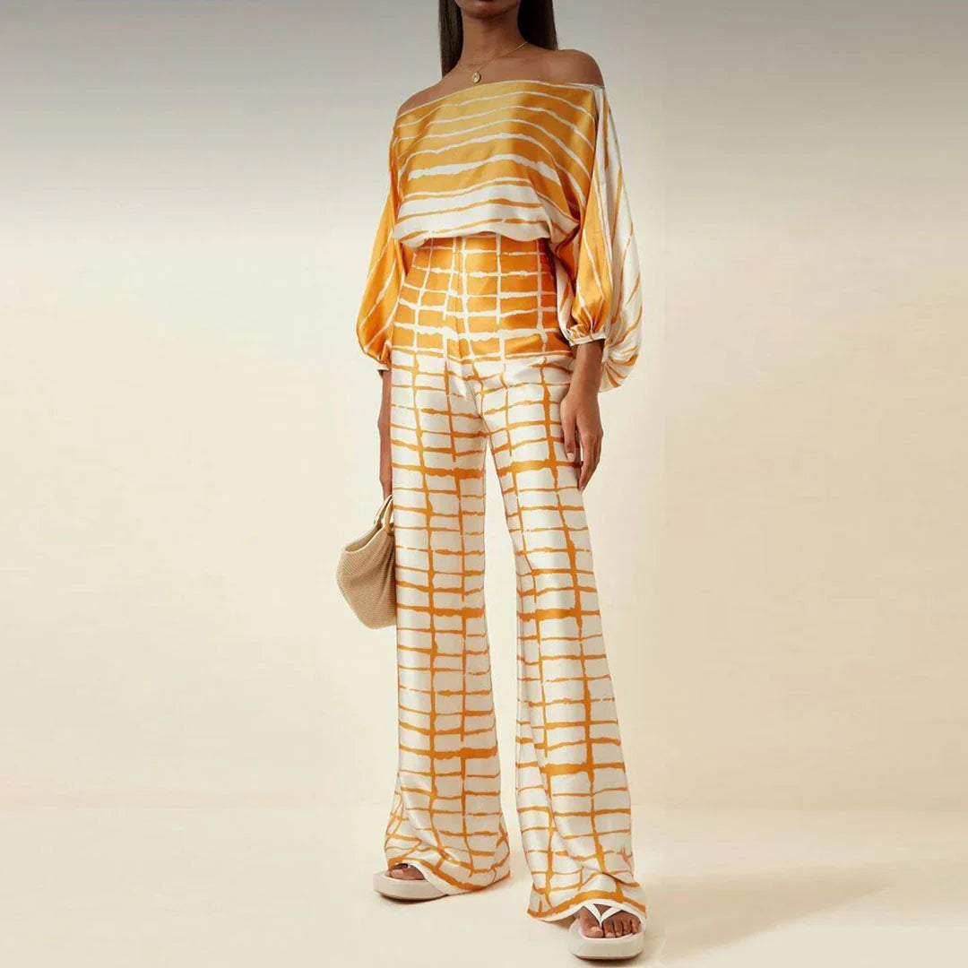 Irene – Elegant Printed Off-shoulder Two-piece Set
