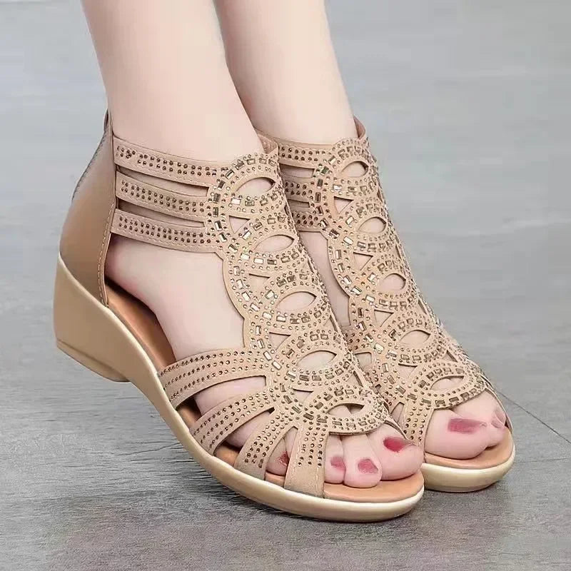 Ellora – Glittery Wedge Sandals