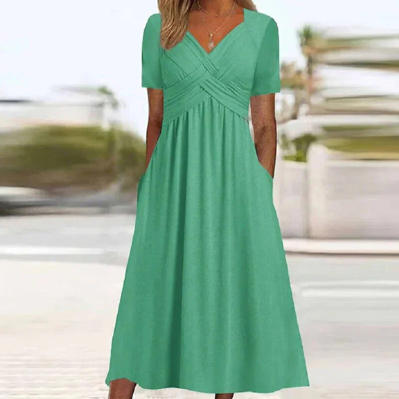 Hellie – Stylish V-neck Midi Dress