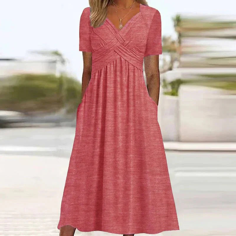 Hellie – Stylish V-neck Midi Dress