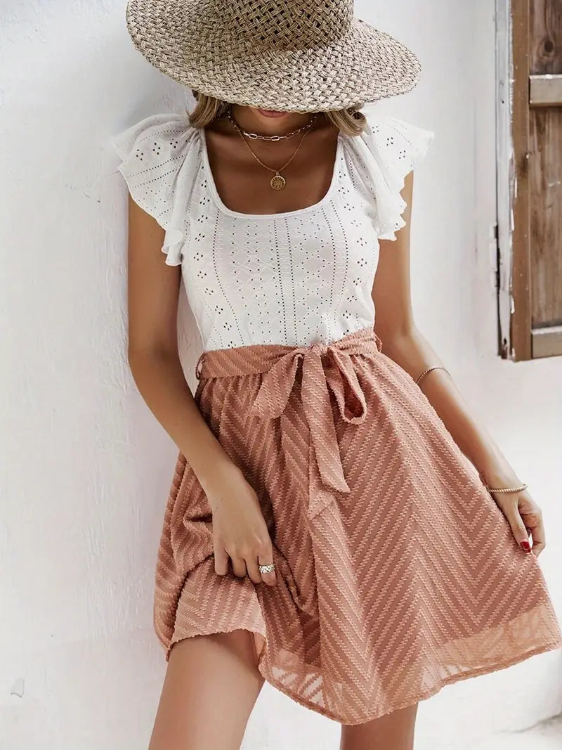 Wilhelmina – Cap-sleeve Top and Waist-waisted Skirt Set