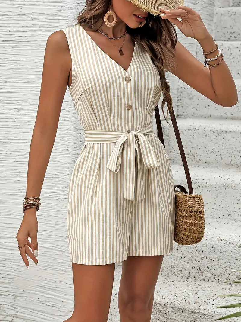 Kellie – Classic Waist Tie Sleeveless Romper