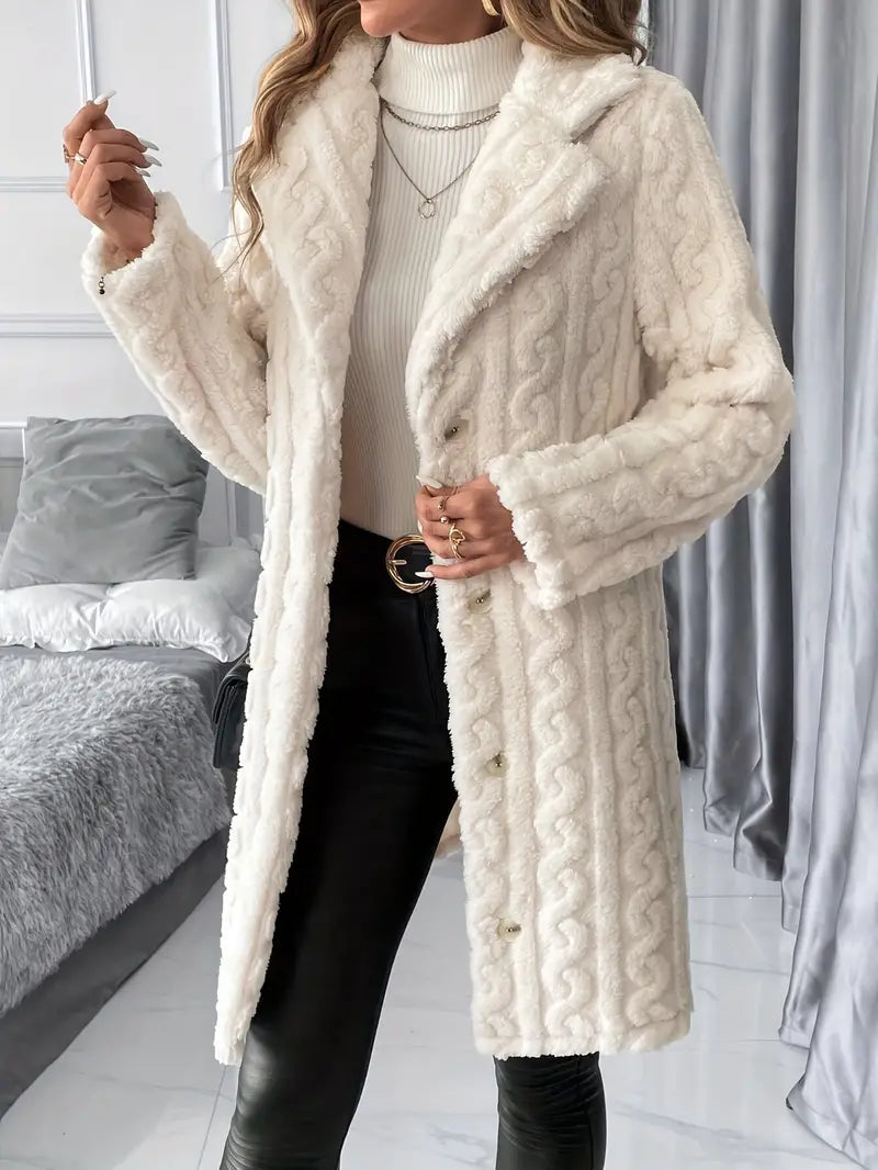 Myeong – Elegant Mid-length Plush Coat