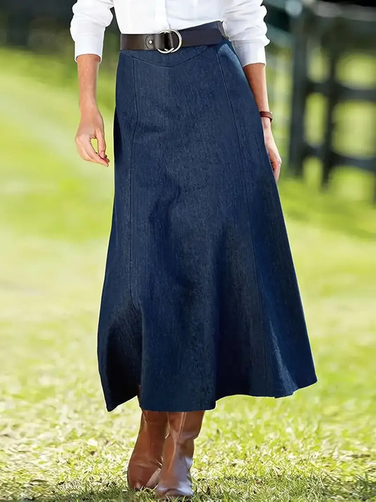 Lora – A-line Denim Maxi Skirt