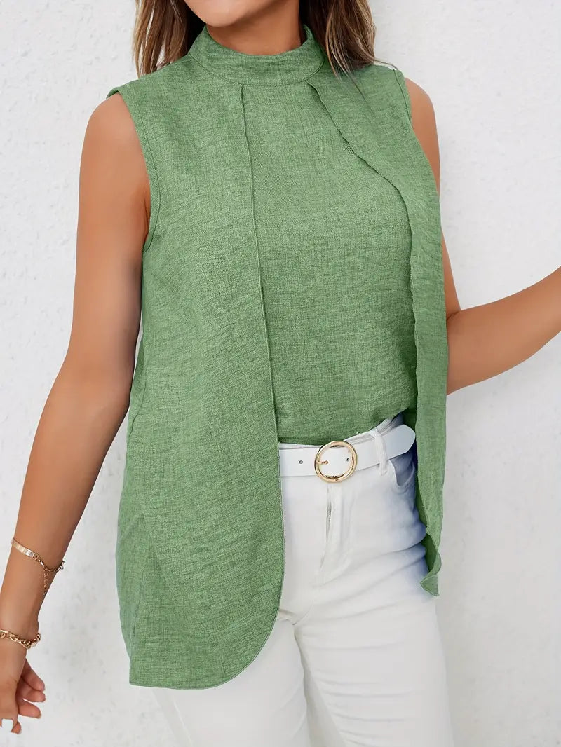 Zyra – Stylish Sleeveless Blouse with High Collar