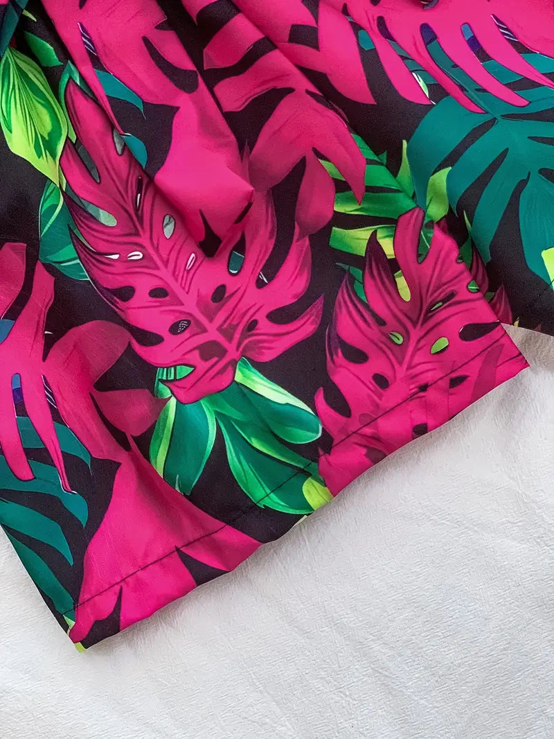 Elkie – Ribbed Cotton Tank Top and Printed Shorts Set