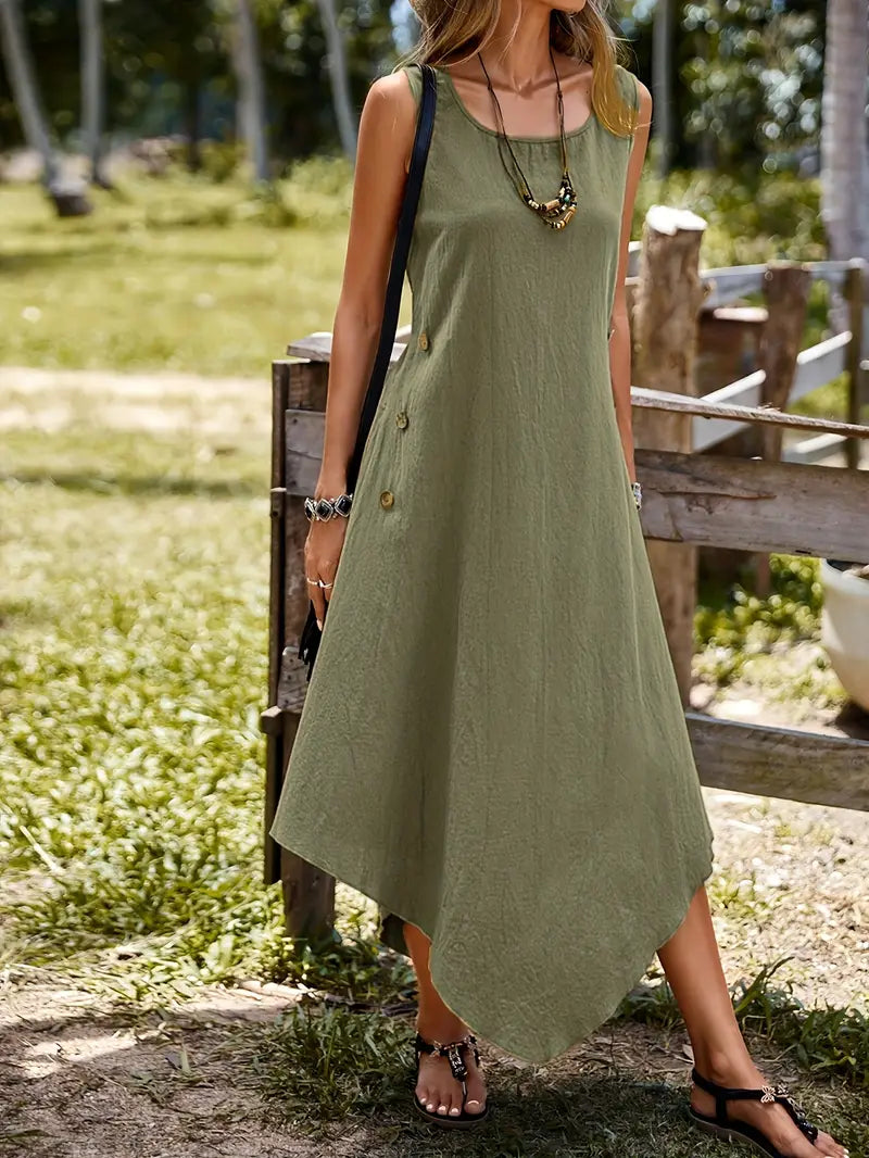 Joia – Boho-chic Dress with Sleeveless Handkerchief Hem