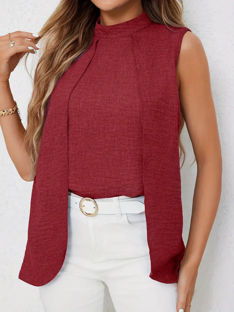 Zyra – Stylish Sleeveless Blouse with High Collar