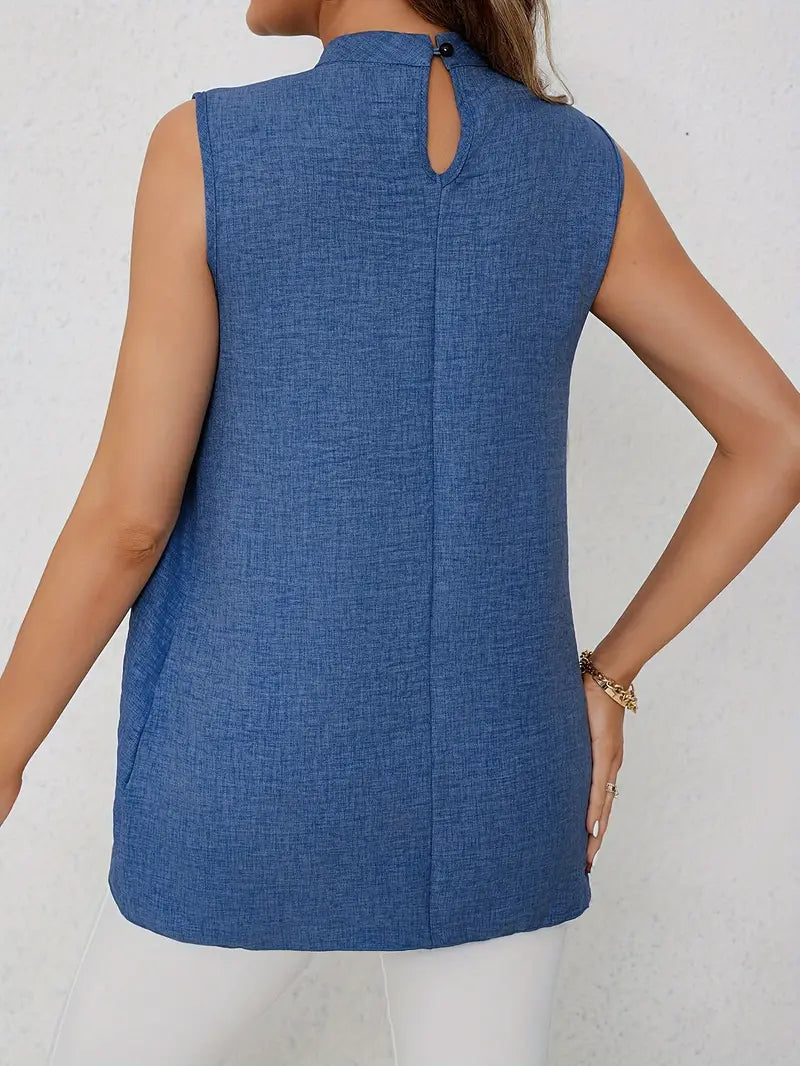 Zyra – Stylish Sleeveless Blouse with High Collar