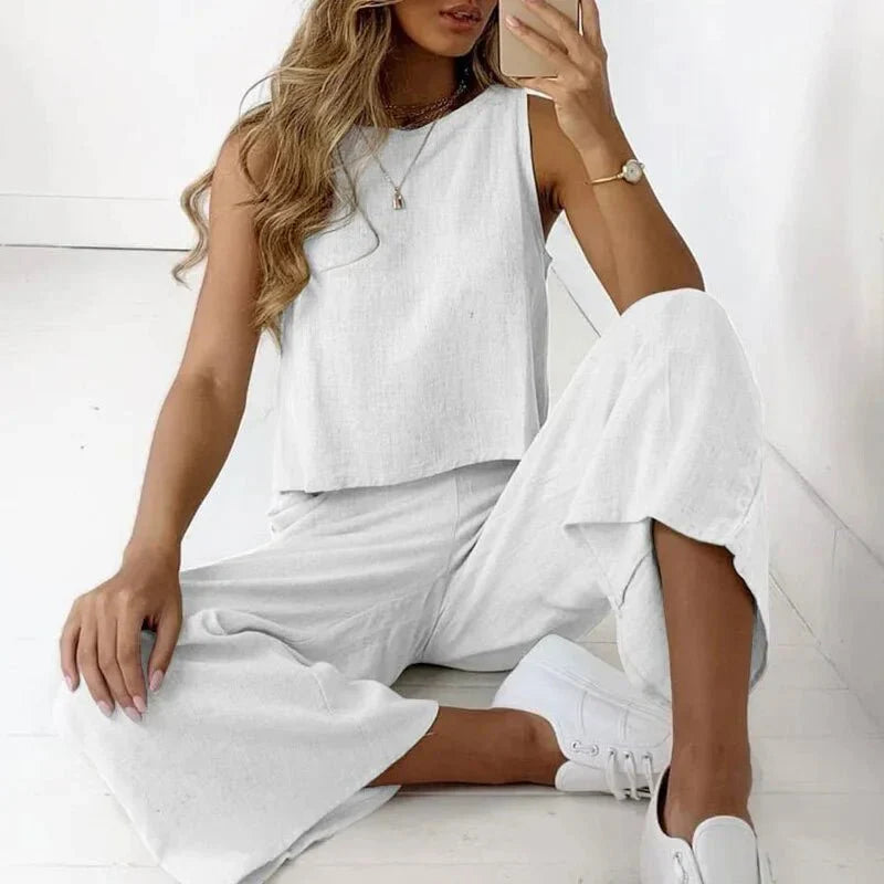 Saphine – Stylish Sleeveless Top and Pants Set