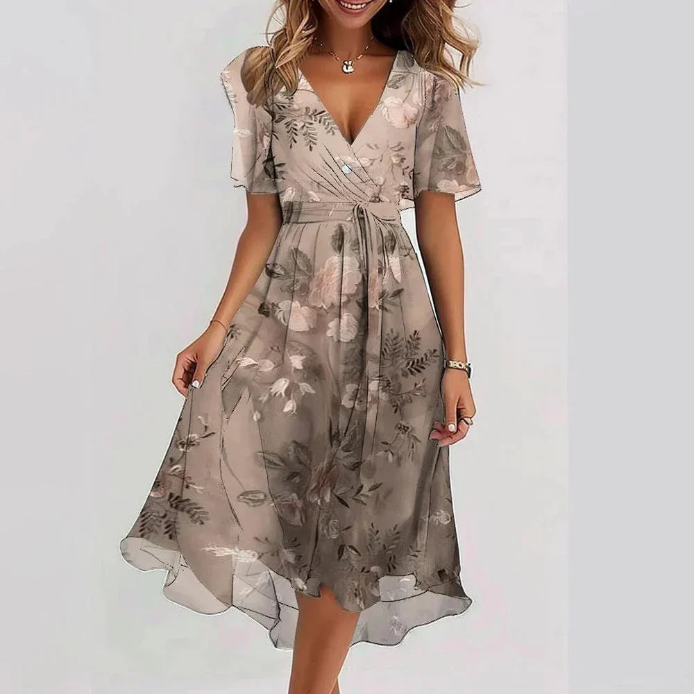 Sichelle – Airy Chiffon Printed Dress