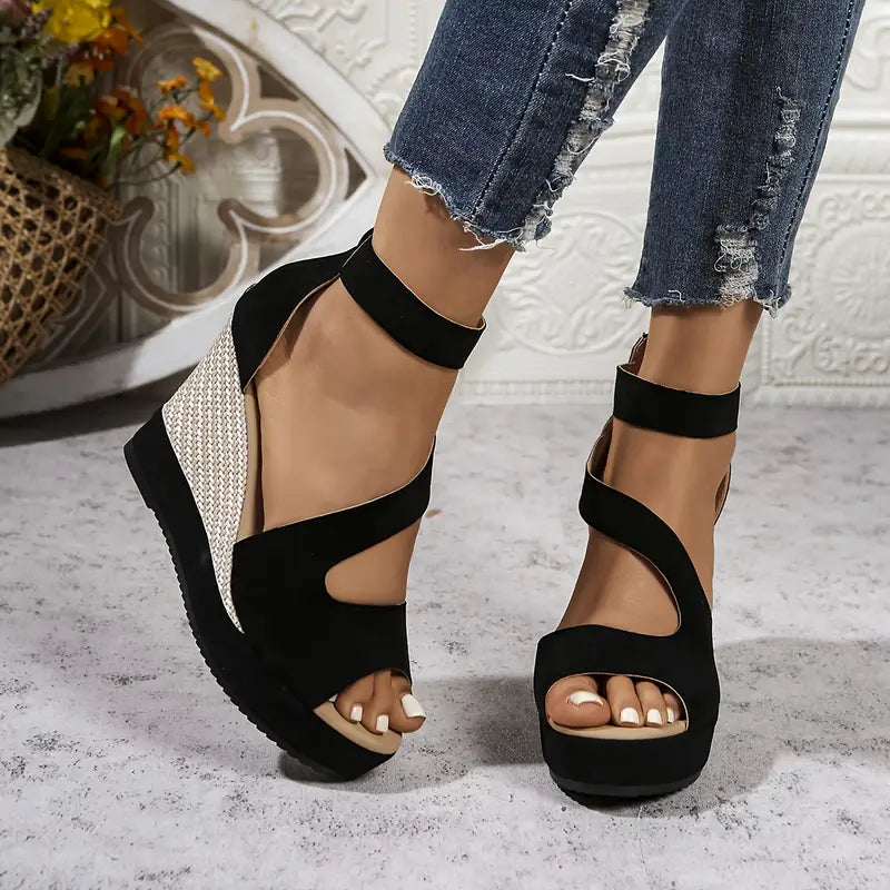 Oriane – Elegant Wedge Sandals in Espadrille Style