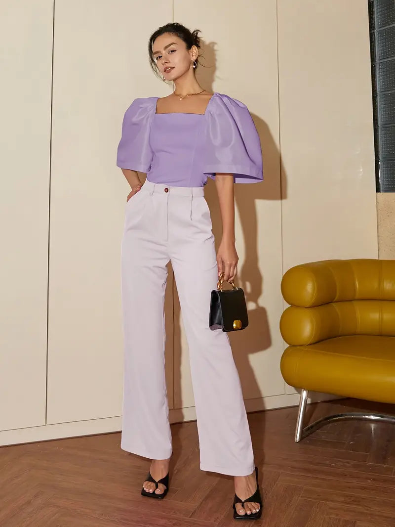 Clara – Stylish Satin Puff Sleeves Blouse